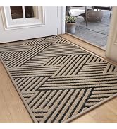 QiCaiJia Door Mat Indoor Outside Entrance 24"x35", Low-Profile Non Slip Outdoor Inside Doormat En...