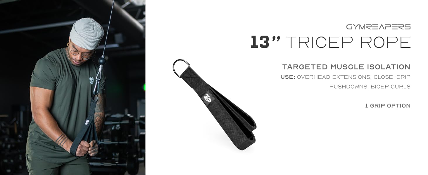 Gymreapers Multi-Grip Tricep Rope Gym Cable Attachment Pushdown Rope Cable Machine Attachment Rope