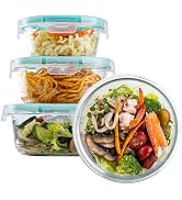 JGKYLDZ Glass Meal Prep Containers, Airtight Glass Storage Containers with Lids, BPA-Free Borosil...