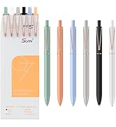 SUIN Gel Pens - Pack of 6, 0.7mm Black Ink, Retractable Rolling-Ball Gel-Pens, Medium Fine Point ...