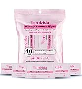 mivida 40 Count Hypoallergenic makeup wipes individually wrapped with Vitamin E | Dermatologist T...
