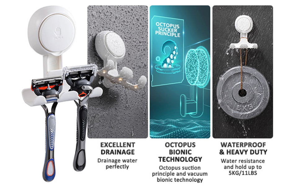 Razor Hook Suctino Cup Shower Suction Hook Razor Holder
