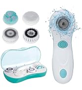 Facial Cleansing Brush, Electric Face Scrubber with 4 Cleanser Heads and 2 Speeds Adjustable for ...