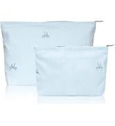 Wudygirl 2 Pcs Makeup Bag, Travel Cosmetic Bag for Women, Portable Cute Bow Makeup Pouch for Cosm...