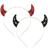 Halloween Headband Glitter Devil Horn Headband Devi Demon Cosplay Hair Hoop Accessories For Theme...