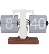 Flip Desk Clock, 12 Hours Single Sided Retro Flip Down Clock, Battery Powered Gear Operated Clock...