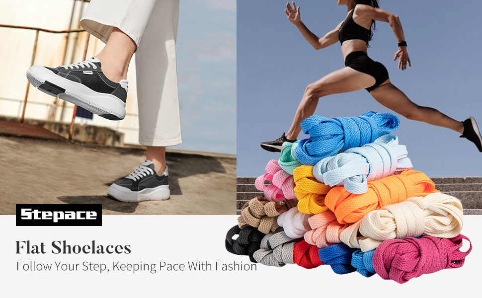 flat sporting shoelaces for sneakers, running shoes