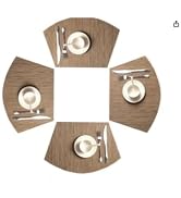 GIVERARE Placemats Set of 4 Round, Wedge Shaped Heat-Resistant Woven Vinyl Placemat 12x18in, Non-...