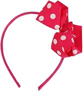 Motique Accessories Girls Polka Dot Bow Headband (Hot Pink)