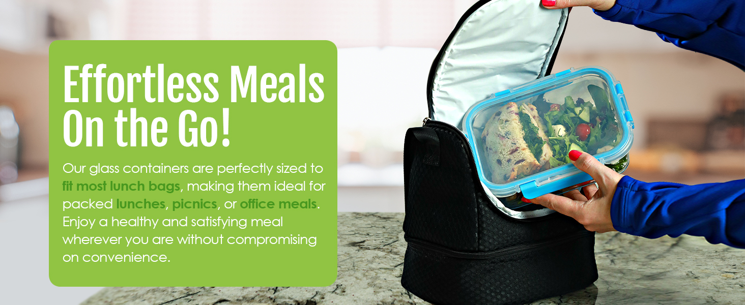 3 compartment glass food container fruit and vegetable storage glass sectioned meal prep containers