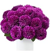 SITUMEIZI 12 Pcs Pink Artificial Chrysanthemums Flowers Ball Flower Fake Mums Silk for Wedding Ho...