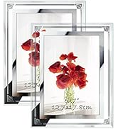 HORLIMER 5x7 Picture Frame Set of 2, Glass Photo Frame 5 by 7 for Tabletop, Horizontally or Verti...