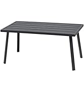 Helios&Hestia Small Rectangle Iron Outdoor Coffee Side End Table for Patio, Deck, Backyard, Garde...