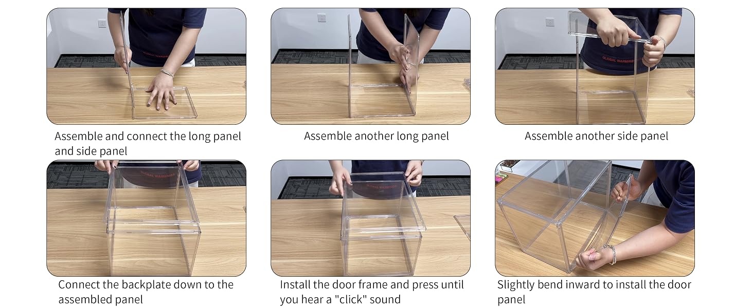 Installation steps for acrylic box with doors