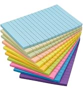 Lined Sticky Notes 4x6 in Post,10 Pack Bright Large Ruled Post Stickies,50 Sheets/pad Self Sticky...