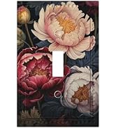 HLCoChTDecorative Art Light Switch Covers A Symphony of Peony Hues Single Toggle Wall Plate Decor...