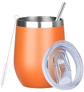 MEZMUT 12 Oz Insulated Wine Tumbler with Lid Double Wall Vacuum Stainless Steel Wine Glass Coffee...