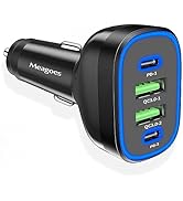 USB C Car Charger, Meagoes 72W 4 Ports Super Fast Automobile Charger Compatible for iPhone 15 Pro...