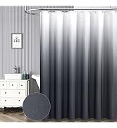 BTTN Grey/Gray Fabric Shower Curtain - Ombre Linen Textured Heavy Duty Cloth Shower Curtain Set w...