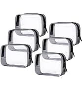 PLULON 6 Pack Clear Toiletry Bags, TSA Approved Clear Makeup Bag Quart Size Waterproof Travel Bag...