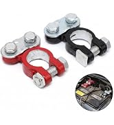 Yiwview 2PCS Car Battery Terminal Connector, Top Post Aluminum Battery Cable Ends with Red & Blac...