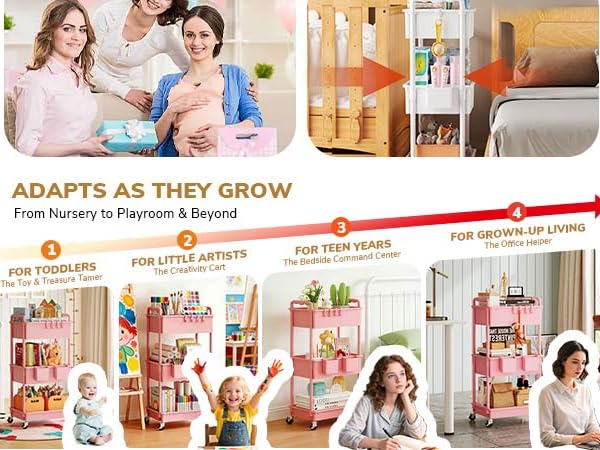 Goovilla baby cart,versatile uses,from toy storage to bedside organization, and office assistance