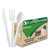 biocean 100%Compost Forks Spoons Knives Cutlery Set utensils sets 360