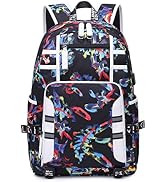 Colourful-Graffiti Middle-High School Backpacks for Teens Boys Mens with USB Charger, Capacity Bo...