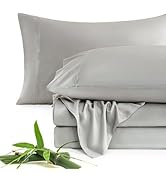 JSD 100% Viscose Derived from Bamboo Sheet Set Twin, Silver Grey Cooling Sheets for Hot Sleepers,...