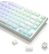 ATTACK SHARK SK03 Dual-Layer Crystal Keycap Set,PC+ABS,136 Keys,White | ASA Profile,Jell Texture,...