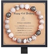 Fmeida Birthday Gifts for Women - Natural Stone Stretch Bracelets for 30th 35th 40th 45th 50th 60...