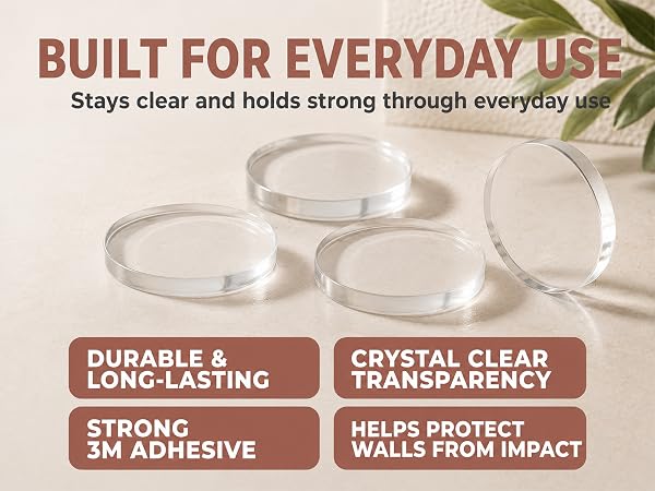 Door knob wall protector blends into any surface color, works on tile and drywall baño