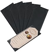 FLKQC Restaurant Menu Covers Holders 4.25" x 11" | Pack of 5 Synthetic Leather Single Panel One V...