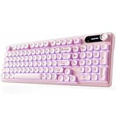 EWEADN V102 Wireless Keyboards, 98 Key Gaming Keyboard with Screen & Media Knob, Custom RGB Backl...