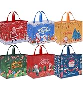 AhfuLife Christmas Gift Bags, Christmas Tote Bags with Handles, Multifunctional Non-Woven Christm...