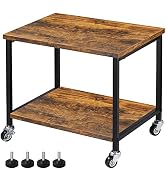 Printer Cart 2 Tier Printer Stand on Wheels, Rolling Cart Under Desk Printer Table Rack Desktop O...