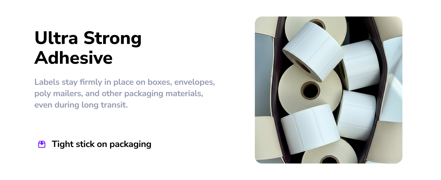 strong adhesive label place on packaging materials supplies tight stick box barcode lables