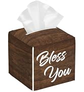 Bless You Tissue Box Cover Square,Wooden Board Texture Tissue Box Holder Waterproof Leather Facia...