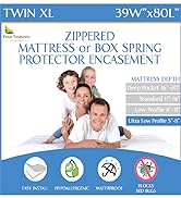 twin xl extra long zippered bed bug low profile mattress protector 39x80 waterproof cover