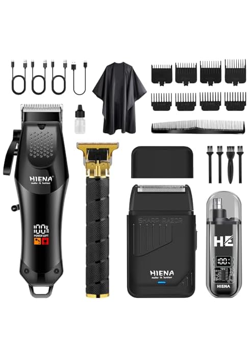HIENA PRO Hair Clippers for Men, 4-in-1 Cordless Grooming Kit | 4-in-1 set with clipper, trimmer,...