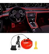 EL Wire Interior Car LED Strip Lights, USB Neon Glowing Strobing Electroluminescent Wire Lights w...