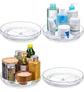 4 Pack 9 Inch Clear Acrylic Lazy Susan, Non-Skid Turntable Organizer for Cabinet, Kitchen, Pantry...