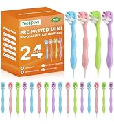TuckPoki 24-Pack Pre-Pasted Mini Travel Toothbrushes, Individually Wrapped Value Pack, Disposable...
