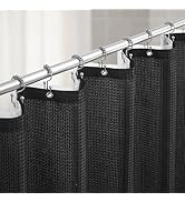 Lameirose Shower Curtain and Liner Set, 3 in 1 Waffle Shower Curtain Set with 12 Double Sided Sho...