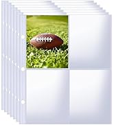 superaimi 50PCS Card Sleeves Binder Sheets, 3 Holes Trading Card Pages Sleeves, 4 Pockets Basebal...