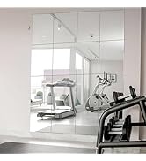 PETAFLOP Gym Mirror Tiles 11"x 14"(16 Pcs), Self Adhesive Mirror Panels for Safe, Wall Mounted Fu...