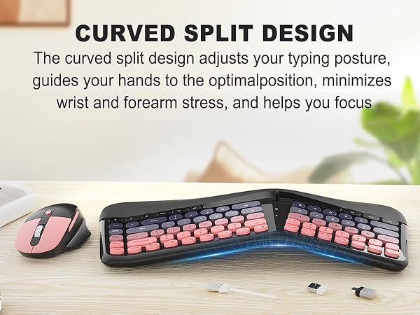 Ergonomic Wireless Keyboard and Mouse