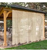 SpaceDresser Waterproof Outdoor Sheer Curtains for Patio - 2 Panels Rod Pocket Indoor Voile Sheer...