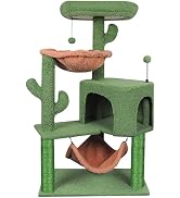 YUNIQUE Newest Cat Tree with Cat Condo Scratch Post and Big Hammock, Green