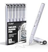JusArt Fineliner Pens, 6 Pcs, 0.25mm Ultra Fine Point Pens 01, No Bleed, Waterproof Black Pigment...